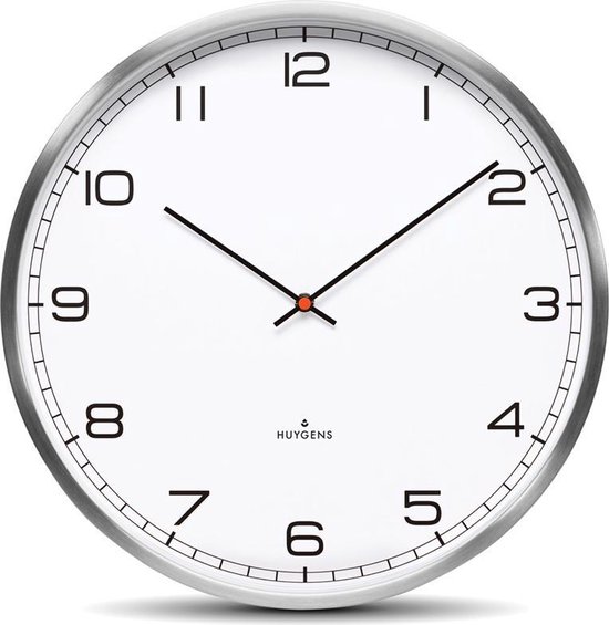 Huygens - One Arabic 35 cm - Acier inoxydable - Horloge murale - Silencieux - Mouvement Quartz