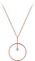 Silver Geometric Cubic Zirconia Necklace - rose kleur