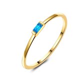 Twice As Nice Ring in 18kt verguld zilver, blauwe baguette  60