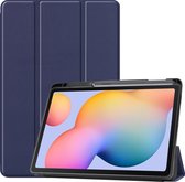 Tablet hoes geschikt voor Samsung Galaxy Tab S6 Lite - Tri-Fold Book Case met Stylus Pen houder - Donker Blauw