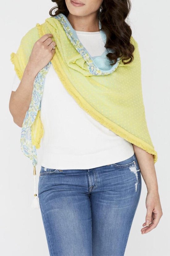 Dames Sjaal geel en turquoise met paisley print | bol.com