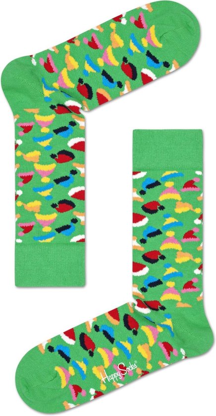 Happy Socks - Happy Holiday Christmas - Santa's Hat - Groen Multi - Unisex - Maat 41-46