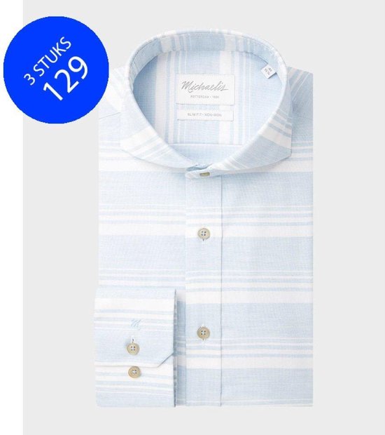 Uniek blauw wit horizontaal gestreept Michaelis overhemd-boordmaat: 42 |  bol.com