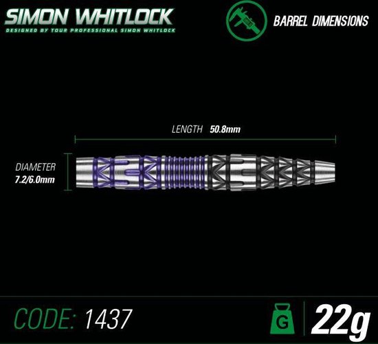 WINMAU - Simon Whitlock Special Edition: Steeltip Tungsten Dartpijlen Professioneel - 22g van Winmau — afbeelding 3