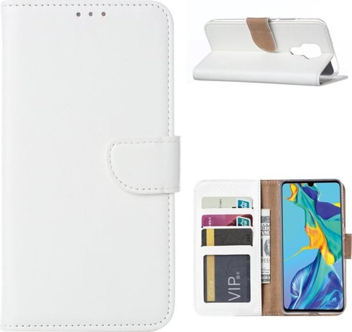 Bookcase Geschikt voor: Huawei Mate 30 Pro - Wit - portemonee hoesje