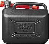 Zwarte jerrycan/watertank/benzinetank 10 liter - Voor water en benzine - Jerrycans/watertanks voor onderweg of op de camping