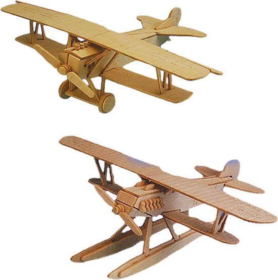 Set van 2x stuks houten bouwpakket speelgoed vliegtuigen | bol