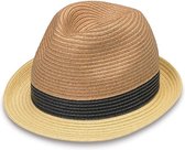 Trilby Sun Hat Stevie - Hommes & Femmes - 100% fibres naturelles - Taille: 58cm - Couleur Natural/ Zwart/ Ivoire