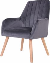 Fauteuil Prague - Antraciet - Fauteuil - 90 x 64 x 63 - Velvet