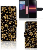 Telefoonhoesje Sony Xperia L4 Bookcase Cadeau voor Oma Gouden Bloemen