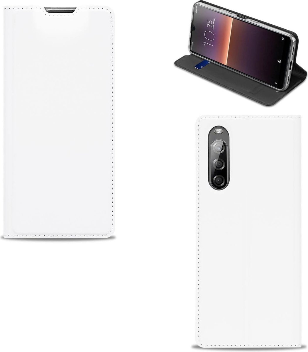 Wallet Book Case Sony Xperia L4 Hoesje Wit met Pashouder