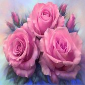 Diamond Painting 45x45cm - Roze Rozen - Rond - Volledig Diamant Schilderen Hobby - Compleet Diamond Painting Pakket