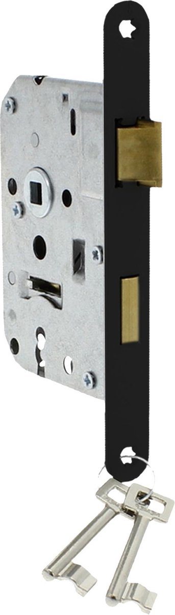 Starx Deurslot Binnendeur – Kamerdeurslot met Voorplaat Zwart – Slot met sleutels – 50 x 56 mm