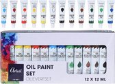 Olieverf tubes in 12 kleuren 12 ml - Hobby/knutselmateriaal - Schilderij maken - Verf op oliebasis - Verschillende kleuren