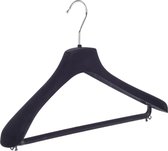 De Kledinghanger Gigant - 120 x Mantel / kostuumhanger kunststof velours zwart met schouderverbreding en broeklat, 42 cm