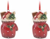 2x Kerstornamenten cadeauzak hanger 8 cm - Kerstboomversiering/kerstboomdecoratie kersthangers