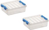 6x Sunware Q-Line boîtes de rangement / boîtes de rangement 1 litre 20 x 15 x 6 cm plastique - Boîtes de rangement plates