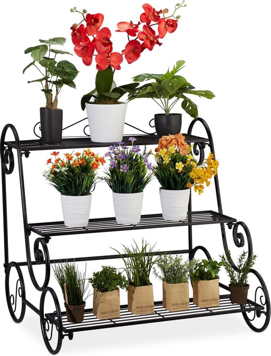Relaxdays plantenrek - planten etagere bloemenrek - plantentrap - - metaal |
