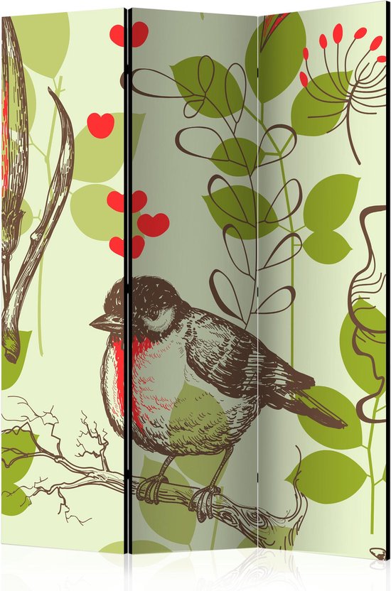 Kamerscherm – Scheidingswand – Vouwscherm – Bird and lilies vintage pattern [Room Dividers] 135×172 – Artgeist Vouwscherm