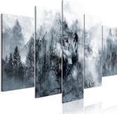 Schilderijen Op Canvas - Schilderij - Mountain Predator (5 Parts) Wide 100x50 - Artgeist Schilderij