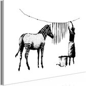 Schilderijen Op Canvas - Schilderij - Banksy: Washing Zebra (1 Part) Wide 90x60 - Artgeist Schilderij