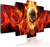 Schilderijen Op Canvas - Schilderij - Fiery skull 100x50 - Artgeist Schilderij