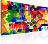 Schilderijen Op Canvas - Schilderij - Colourful Town 120x60 - Artgeist Schilderij
