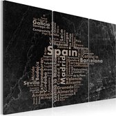 Schilderijen Op Canvas - Schilderij - Text map of Spain on the blackboard - triptych 120x80 - Artgeist Schilderij