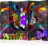 Kamerscherm - Scheidingswand - Vouwscherm - Graffiti: Colourful attack II [Room Dividers] 225x172 - Artgeist Vouwscherm