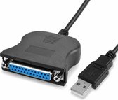 USB 2.0 naar DB25 25-pins vrouwelijke poortprintconverterkabel (zwart)
