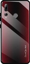 Voor Huawei Enjoy 9s / Honor 10i / 20i / 20 Lite / P Smart Plus 2019 / Maimang 8 Texture Gradient Glass-beschermhoes (rood)