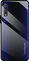 Voor Huawei Honor 9x Texture Gradient Glass beschermhoes (donkerblauw)