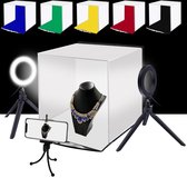 PULUZ 30cm opvouwbare draagbare ringverlichting Fotoverlichting Studio-opnametent Boxkit met 6 kleurenachtergronden (zwart, wit, oranje, rood, groen, blauw), uitvouwmaat: 31cm x 31cm x 32cm