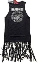 Ramones Mouwloze top met franjes -S- Vintage Presidential Seal Zwart