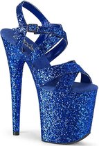 Pleaser Sandaal met enkelband, Paaldans schoenen -37 Shoes- FLAMINGO-897LG Paaldans schoenen Blauw