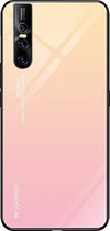 Voor VIVO V15 Pro glazen etui met kleurverloop (geel)