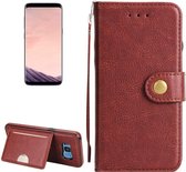 Voor Galaxy S8 + / G955 Litchi Texture Afneembare klinknagel Gesp Horizontale flip lederen tas met houder & kaartsleuven & portemonnee & fotolijst & lanyard (bruin)