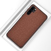 Schokbestendige doek textuur pc + tpu beschermhoes voor Huawei P30 pro (bruin)