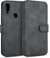 DG.MING Retro Oil Side Horizontal Flip Case voor Xiaomi Redmi 7, met houder & kaartsleuven & portemonnee (zwart)