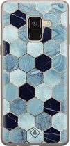 Samsung A8 (2018) hoesje siliconen - Blue cubes | Samsung Galaxy A8 (2018) case | blauw | TPU backcover transparant