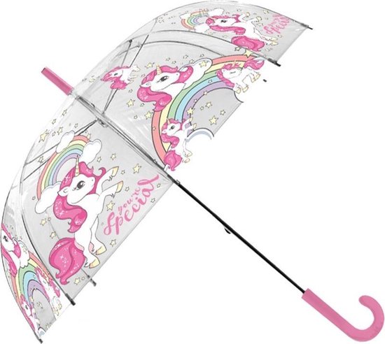 Kids Licensing Kinderparaplu Unicorn Meisjes 80 Cm Transparant/roze