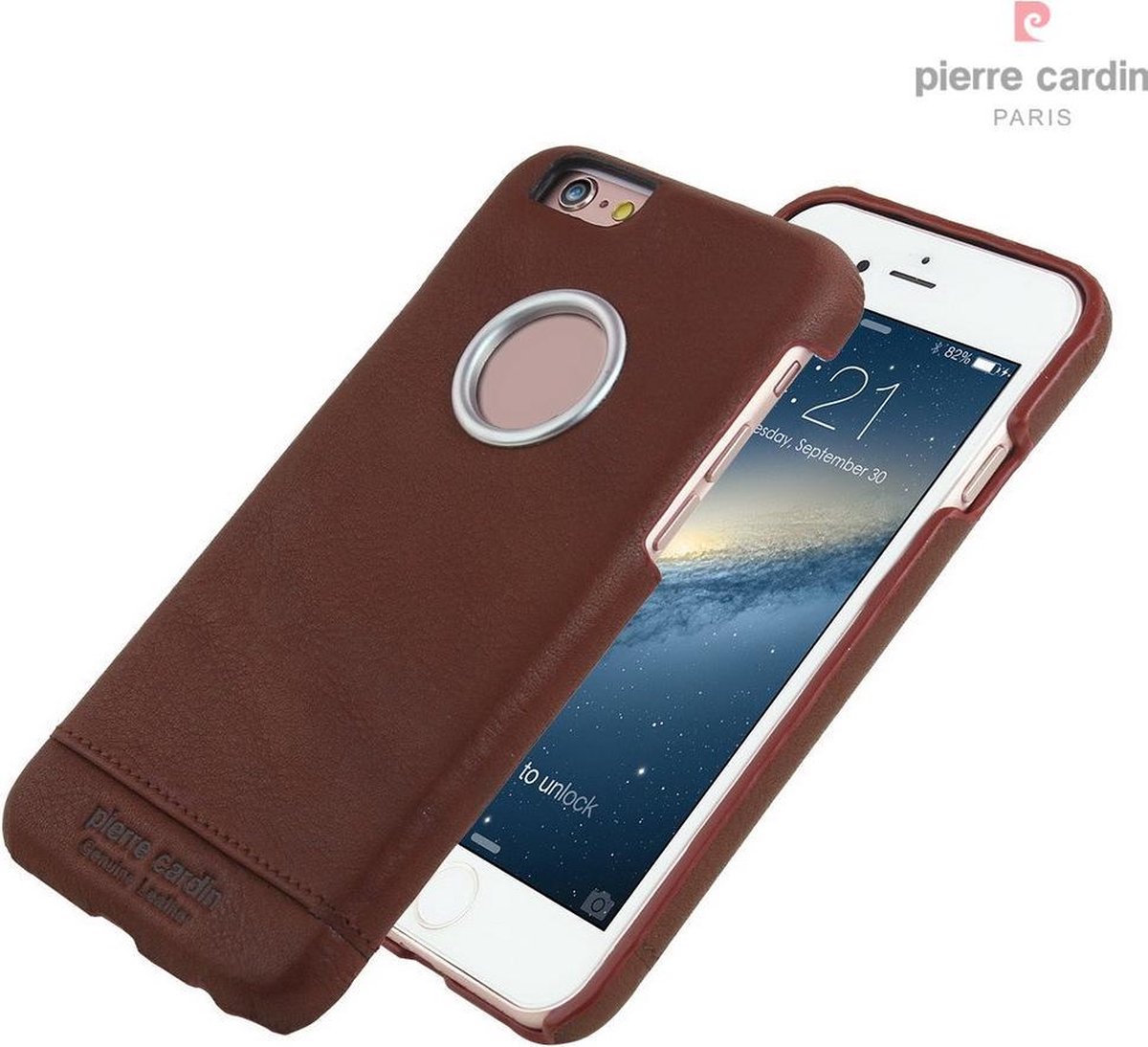 Bruin hoesje Pierre Cardin - Backcover - voor iPhone 6-6S - Leer - Luxe cover