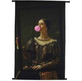 Wandkleed Meisje met bubblegum 72 x 106 cm - Wanddoek - Meisje met bubblegum Modern - Incl. Ophang Systeem - Meisje met bubblegum Poster