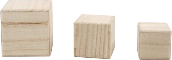 6x Houten hobby knutsel kubussen - Decoratie blokken van blank hout 5 - 6 -  8 cm | bol.com