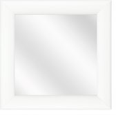 Spiegel met Ronde Houten Lijst - Wit - 40x40 cm