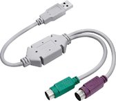 ROLINE USB - 2x PS/2 Converter PS/2-kabel 0,3 m 2x 6-p Mini-DIN USB A Wit