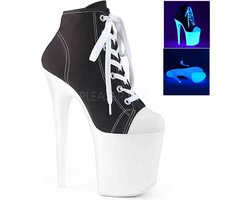 Pleaser - FLAMINGO-800SK-02 Plateau Laarzen, Paaldans schoenen - Paaldans schoenen - 39 Shoes - Zwart
