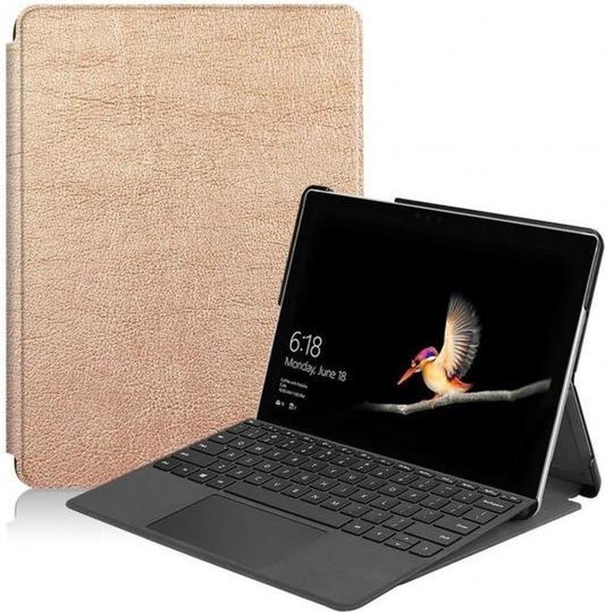 Case2go - Tablet Hoes geschikt voor Microsoft Surface Go 2 - Tri-Fold Book Case - Goud