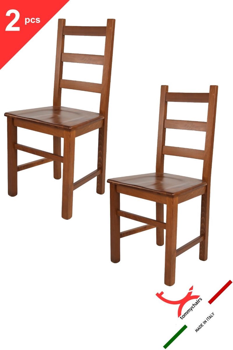 Tommychairs Rustica - Eetkamerstoelen - Set van 2 - Licht Walnoot - Hout