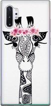 Samsung Note 10 Plus hoesje siliconen - Giraffe | Samsung Galaxy Note 10 Plus case | zwart | TPU backcover transparant